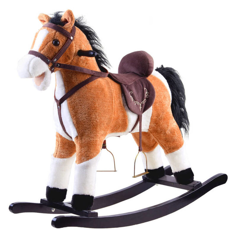 Viking Choice - Cheval à bascule avec sons, chansons et queue mobile - 3+ - marron