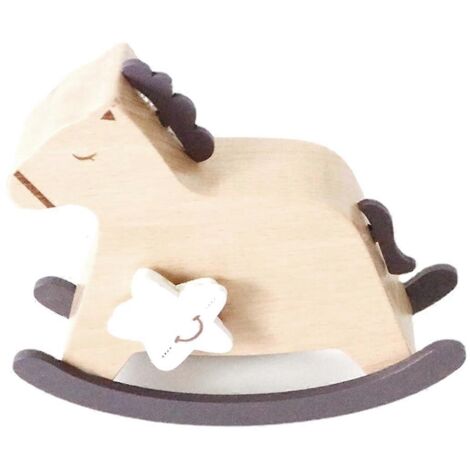 Cheval à bascule en bois Over The Rainbow, boîte à musique à remontoir--
