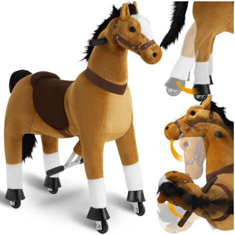 Cheval à bascule en peluche sur roulettes et pédales antidérapantes