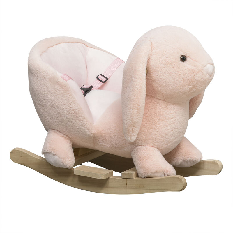 Homcom - Cheval à bascule jouet à bascule lapin fauteuil intégré ceinture de sécurité fonction sonore clapissement rose - Rose
