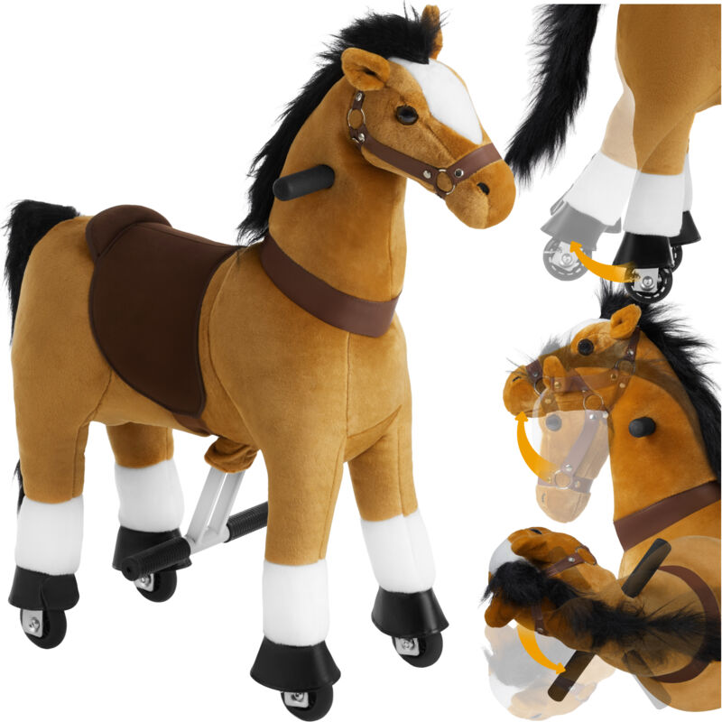 Cheval à bascule sur roulettes en peluche - 29 x 76 x 85 cm