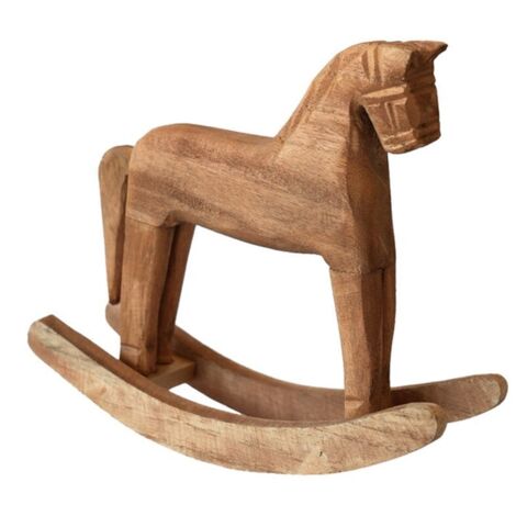 Cheval À Bascule Vintage En Bois Sculpté Avec Animaux Décorés