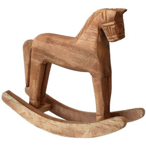 Cheval à bascule vintage en bois sculpté, décoré comme sur la photo