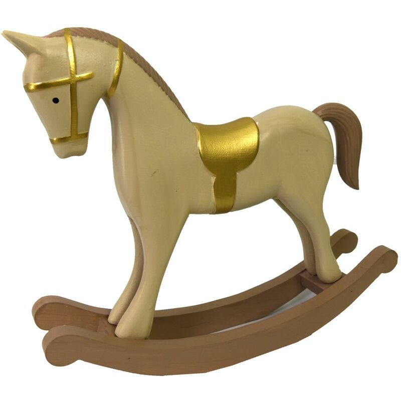 Cheval à bascule en bois beige doré cm26,5x6,5h23