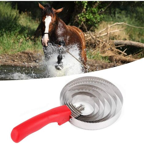 Cheval Peigne Métal Vache Démangeaison Brosse 6 Cercles Cheval Épilation Peigne Cheval Toilettage Brosse avec Poignée Souple