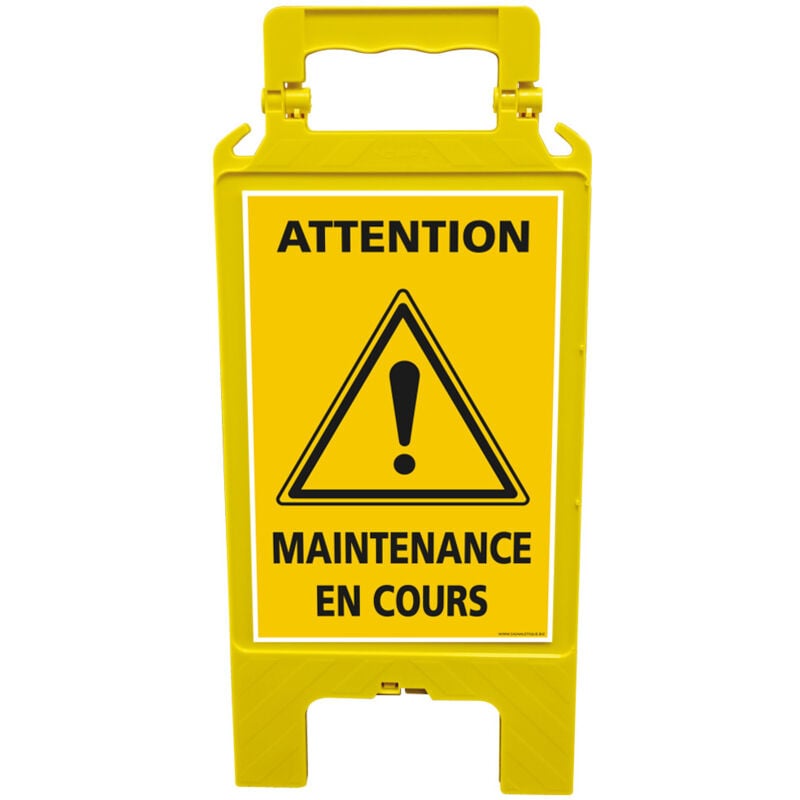 Chevalet attention maintenance en cours - Balise de signalisation jaune pour zone d'intervention de maintenance