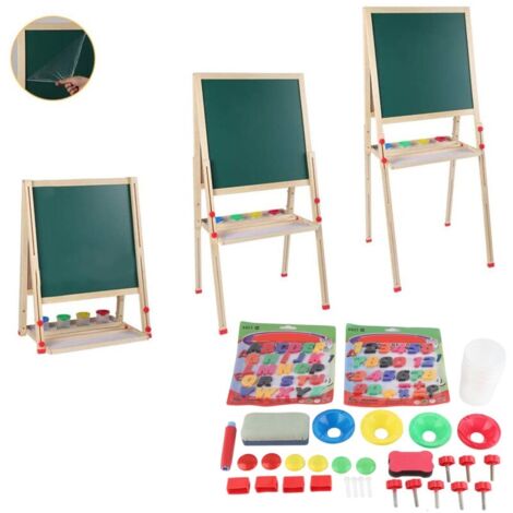 Chevalet d'art en bois pour enfants AllinOne avec rouleau de papier et accessoires