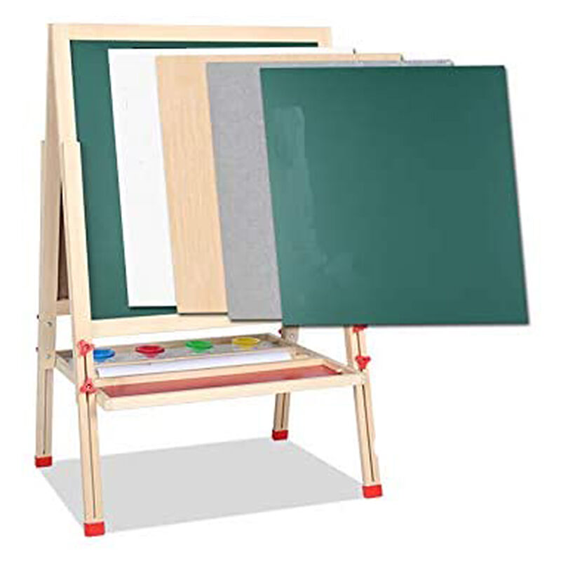 Chevalet d'art pour Enfant,Ajustable en Hauteur Haloyo pour Les Enfants Plus 3 Ans,57 x 55 x 148cm,Couleur du bois