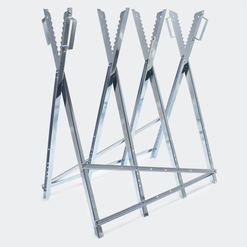 Chevalet de sciage galvanisé réglable avec poignées porte bûche 80 x 80 cm
