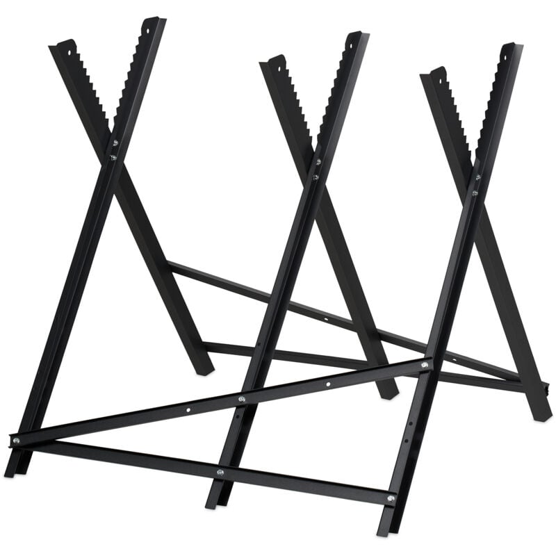 Chevalet de sciage, pliable, jusqu'à 150 kg, aussi pour tronçonneuse, hlp : 80 x 81 x 83 cm, métal, noir - Relaxdays