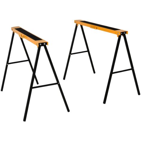Chevalet de sciage pliable, tréteau de travail en acier antidérapant, orange et noir, 99,5 x 50 x 78 cm, capacité de charge 125 kg