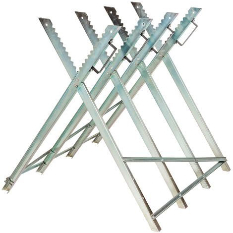 Tectake – Chevalet de sciage pliant 4 tréteaux – Acier léger – Supports réglables pour troncs jusqu'à 80 cm – Pliable et facile à transporter
