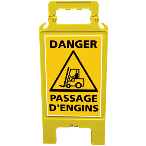 Chevalet de signalisation, attention passage d'engins - Chevalet jaune
