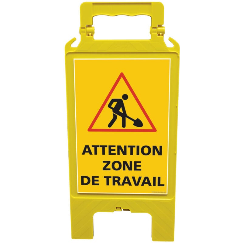 Chevalet de signalisation, attention zone de travail - Chevalet jaune