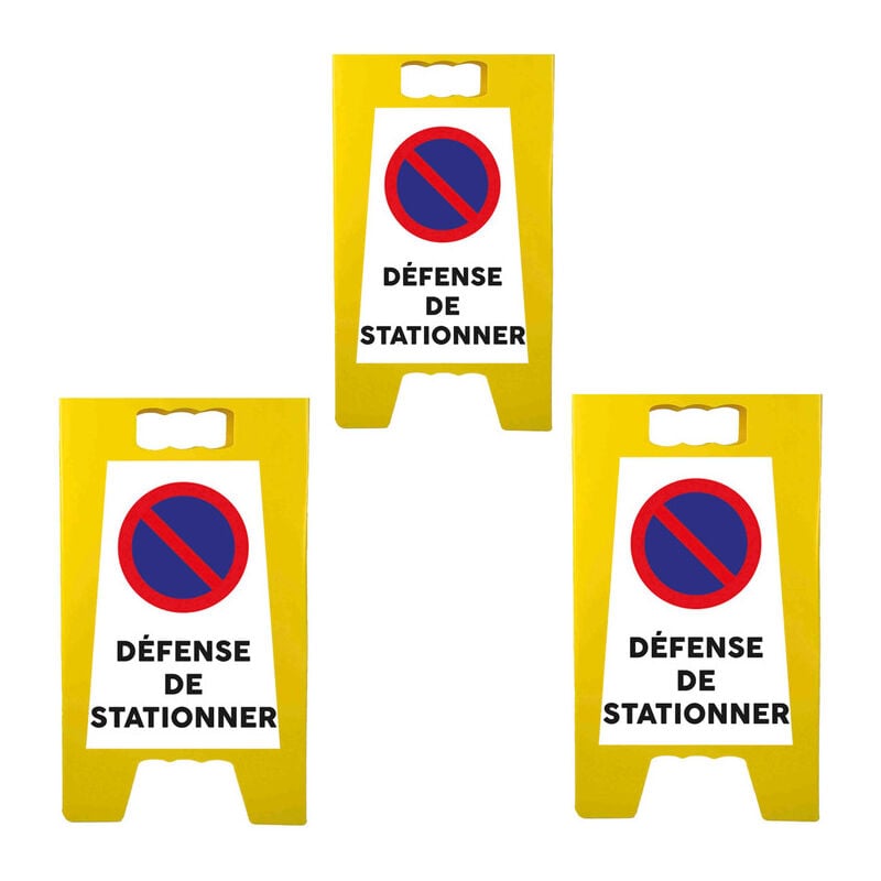 Chevalet de signalisation 'défense de stationner' de dimensions 55 x 31 cm - Lot de 3