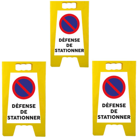 Chevalet de signalisation "DÉFENSE DE STATIONNER" de dimensions 55 x 31 cm - Lot de 3