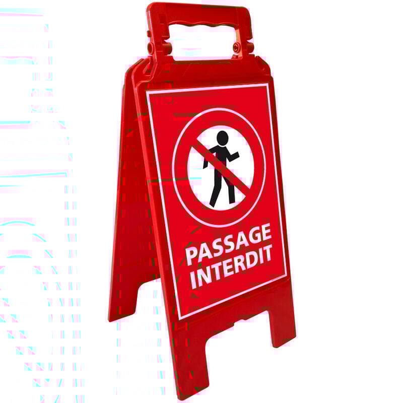 Chevalet de signalisation d'interdiction, passage interdit - Chevalet rouge
