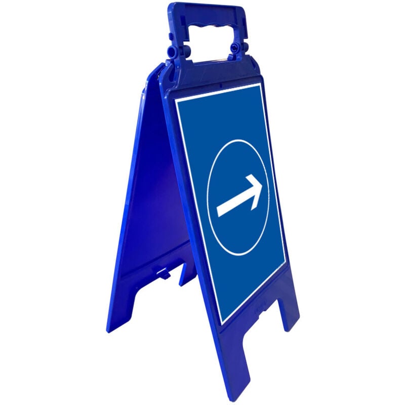 Chevalet signalisation obligation, flèche vers la droite obligatoire - Chevalet bleu