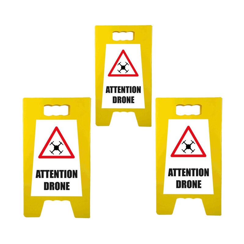 Chevalet de signalisation 'drone' de dimensions 55 x 31 cm - Lot de 3
