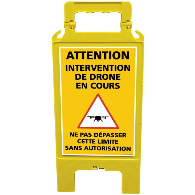 Chevalet de signalisation Intervention de drones en cours - Chevalet jaune