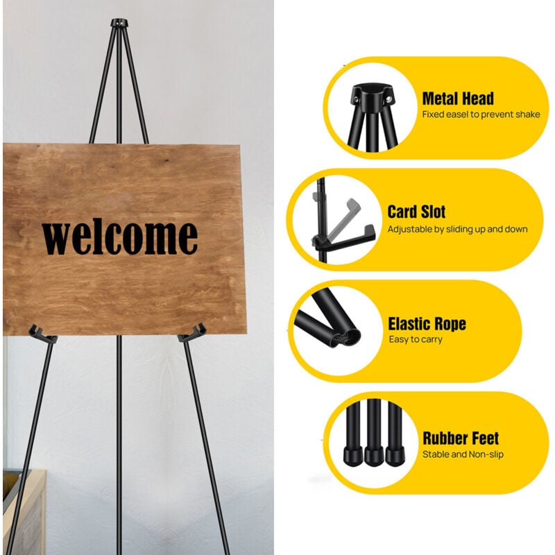 Chevalet de Studio en Métal Display Art Supply Craft Artist Wedding Stand Painting Easels