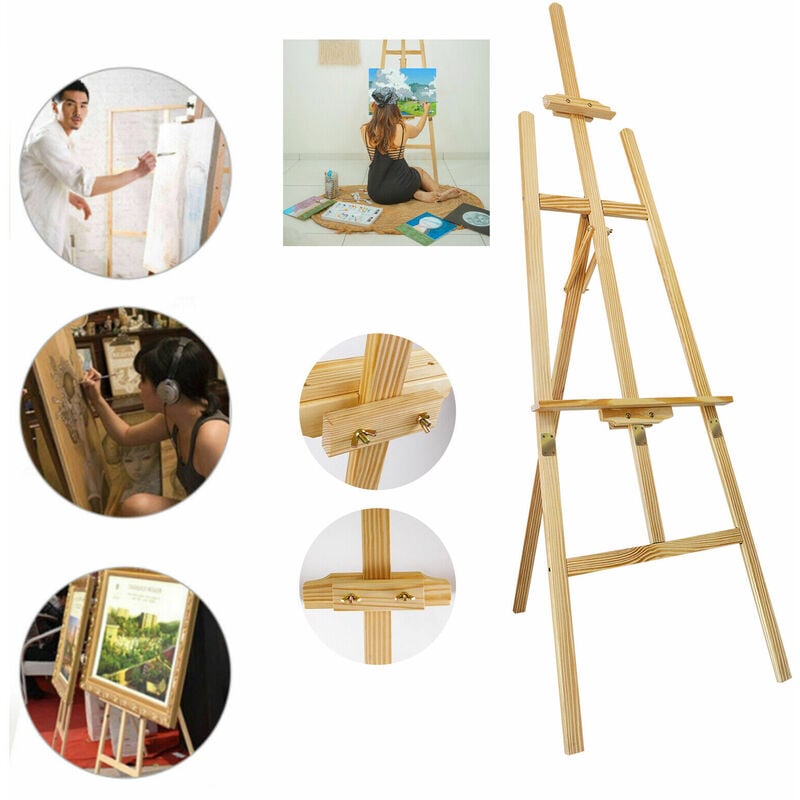 Chevalet de studio/atelier, professionnel, bois, châssis jusqu'à 69inch 175cm Chevalet