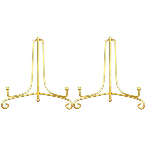 Chevalet décoratif en métal doré, 2 pièces, présentoir de 15 cm de haut, adapté aux photos, recettes, assiettes décoratives, travaux manuels