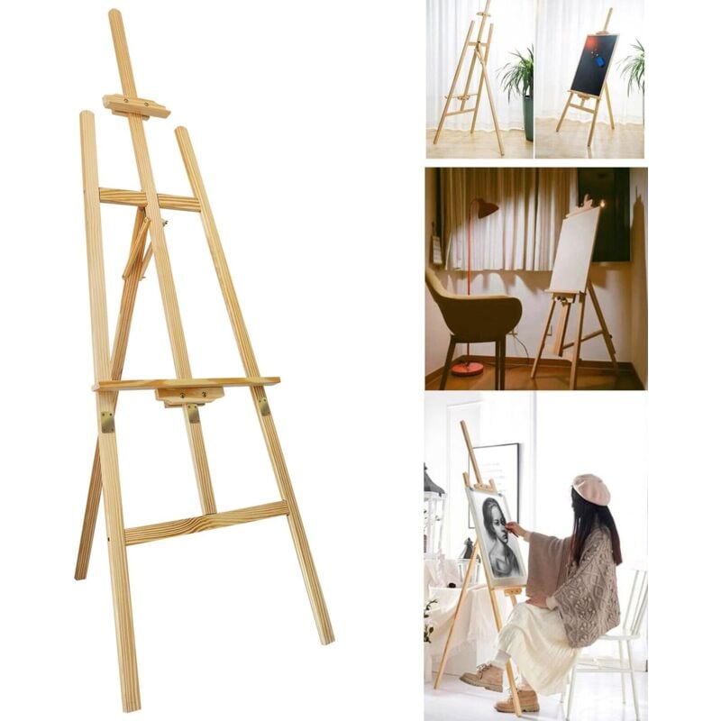 Lucn - Chevalet en a en bois réglable et portable, simple à assembler, 175 cm, pour peinture, exposition
