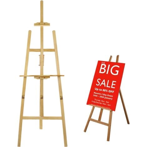 Chevalet en bois - 175 cm - Hauteur réglable - Pliable - Pour studio d'artiste - Pour signes, mariage, peinture, présentations, léger et portable