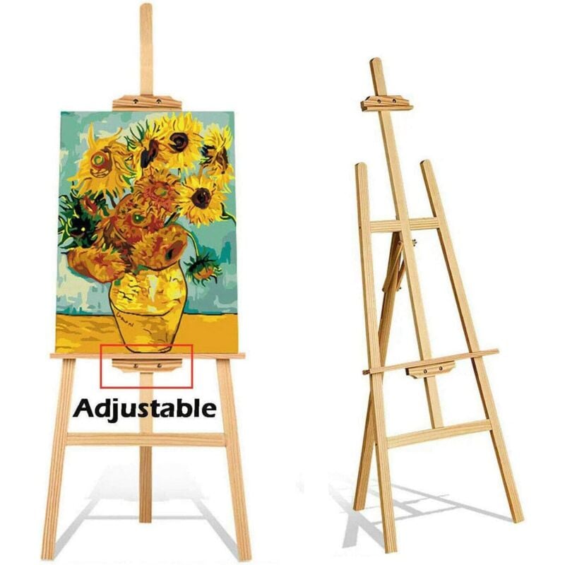 Lucn - Chevalet en bois de Studio, Artisanat, artiste, Café, mariage, support de peintre, bois de pin, poli, sans bavures, facile à transporter, 150
