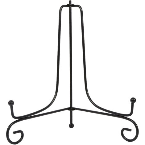 Chevalet en fer noir de 25 cm (10 pouces) avec support classique pour bol, assiette, cadre photo, livre, art, cartes photo et porte-mémos.