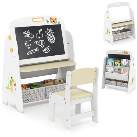 Chevalet enfant, tableau enfant,bureau enfant en bois,table enfant avec chaise,Chevalet d’art enfant,bureau et chaises pour enfants,table d'activité