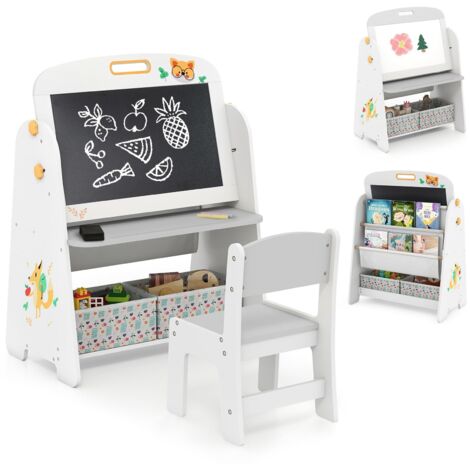 Chevalet enfant, tableau enfant,bureau enfant en bois,table enfant avec chaise,Chevalet d’art enfant,bureau et chaises pour enfants,table d'activité