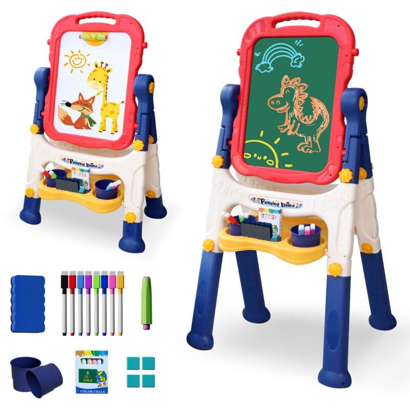 Chevalet Peinture pour Enfants,Tableau Enfant Double Face - Pied réglable , Tableau magnétique pour garçons et filles