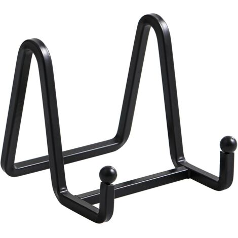 Chevalet porte-assiettes - Support décoratif en métal de 7,6 cm (3 pouces) - Porte-photos de table - Présentoir en fer pour plaques, livres de cuisine, cartes postales ou œuvres d'art - Noir