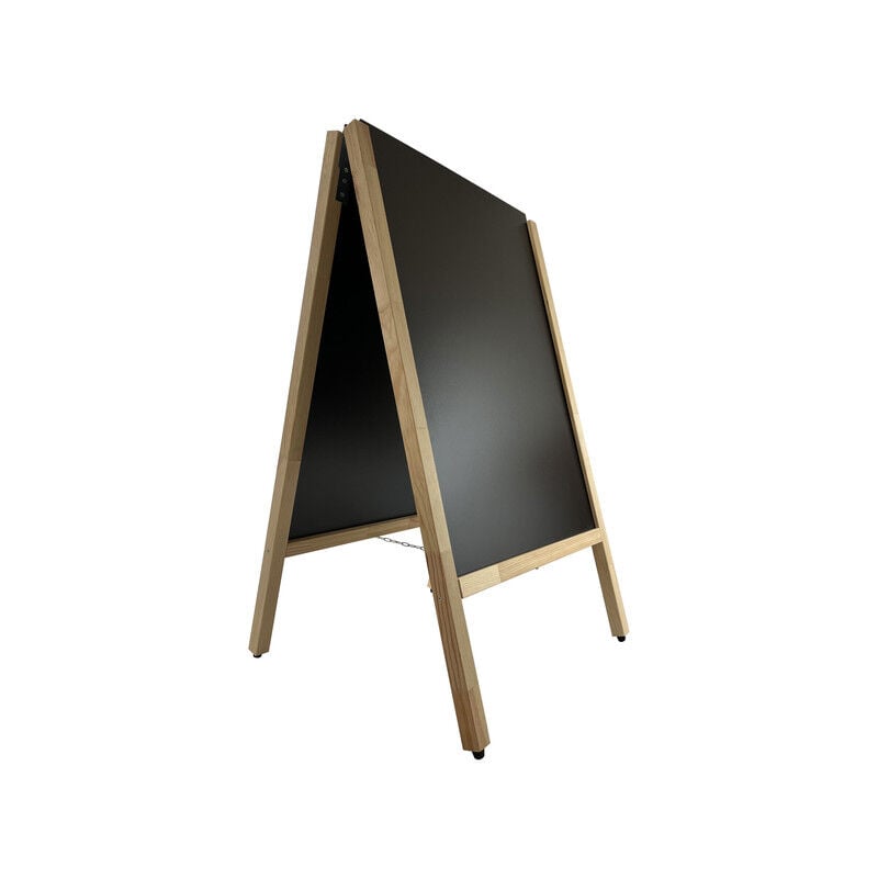 Chevalet stop trottoir avec 2 ardoises amovibles cadre bois brut dimensions 119 x 68 cm