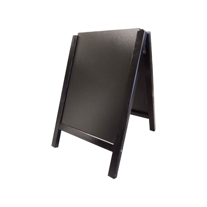 Chevalet stop trottoir avec 2 ardoises amovibles cadre bois noir dimensions 90 x 58 cm