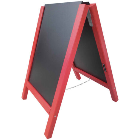 Chevalet stop trottoir avec 2 ardoises amovibles cadre bois rouge garance dimensions 90 x 58 cm