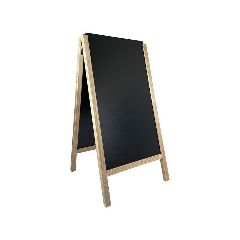 Chevalet stop trottoir avec 2 ardoises amovibles cadre bois brut dimensions 117 x 60 cm