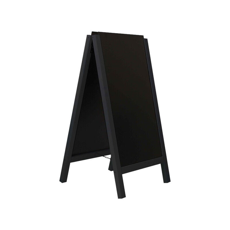 Chevalet stop trottoir avec 2 ardoises amovibles cadre bois noir dimensions 117 x 60 cm
