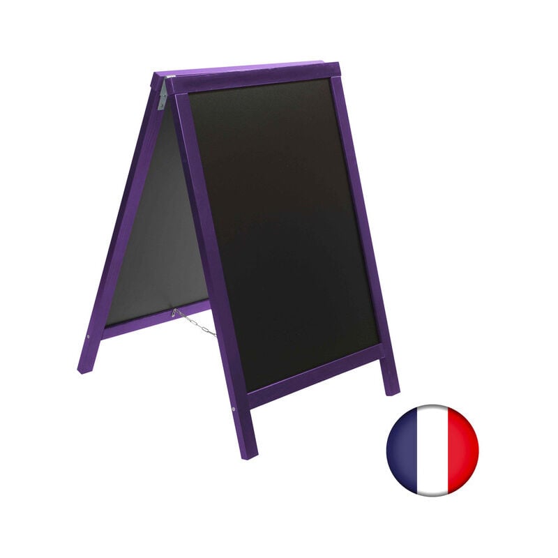 Chevalet stop trottoir avec cadre bois couleur violet dimensions 85 x 55 cm