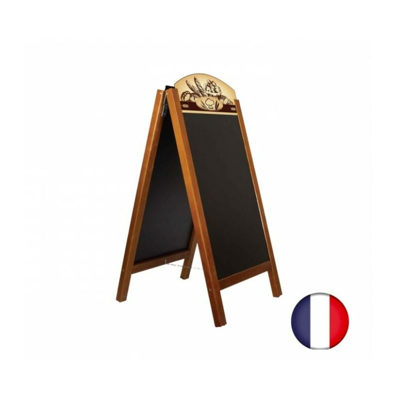 Chevalet stop trottoir cadre bois chêne avec ardoises amovibles et bandeaux boulangerie