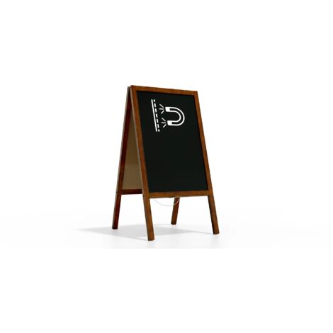 Chevalet Stop Trottoir Magnétique avec Cadre en Bois Laqué 118x61cm, Chevalet Publicitaire
