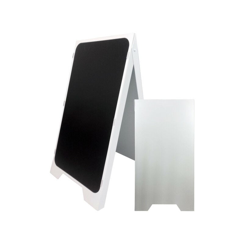 Chevalet stop trottoir plastique faces blanche et ardoise dimensions 100 x 55 cm - Fabrication Française