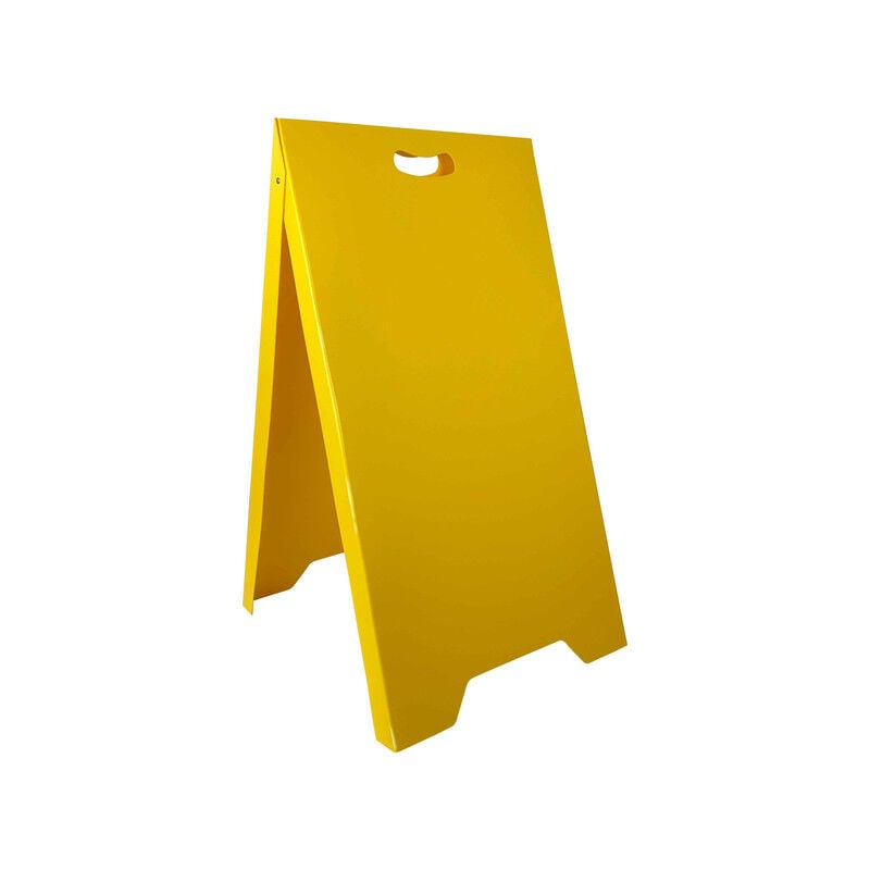Chevalet stop trottoir plastique jaune avec poignées dimensions 100 x 53 cm - Fabrication française