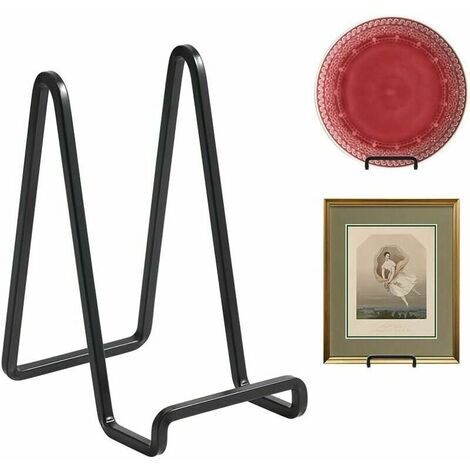Chevalet Support Presentoir Porte Assiette 6 Pouces Metal Support Assiette Decorative Support Cadre Photo de Table Présentoir de Fer pour Plaque Livre Cuisine Carte Postale Art Noir-