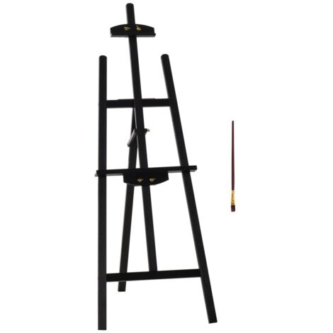 Chevalet tréteau pliable en pin, réglable 90° pour peinture assis ou debout - Chevalet d'artiste stable 51.5x71.5x134.5cm - Noir