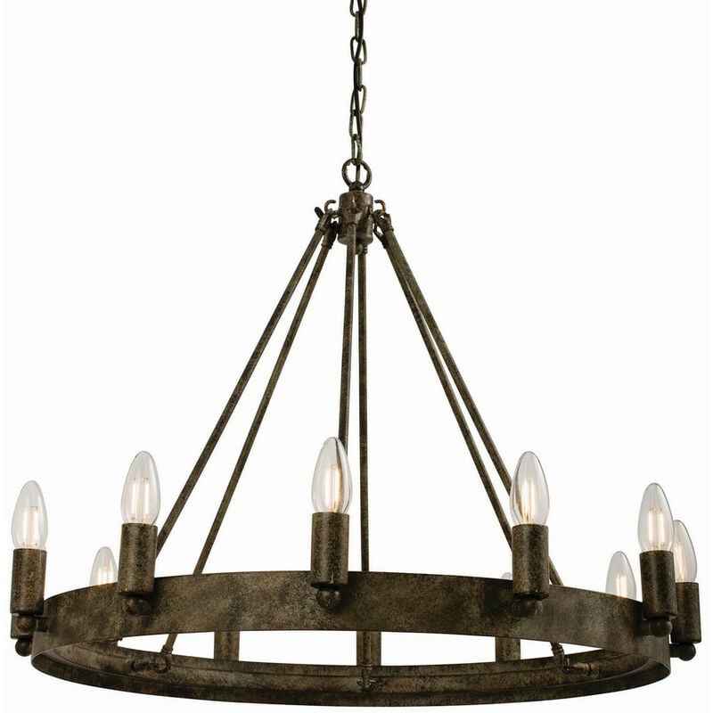 Chevalier - 12 Light Ceiling Pendant Aged Metal, E14 - Endon