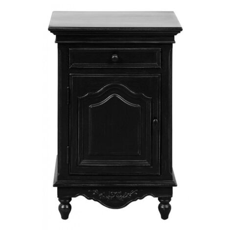 Chevet 1 porte charnière à gauche - MDF - Noir - Interior's