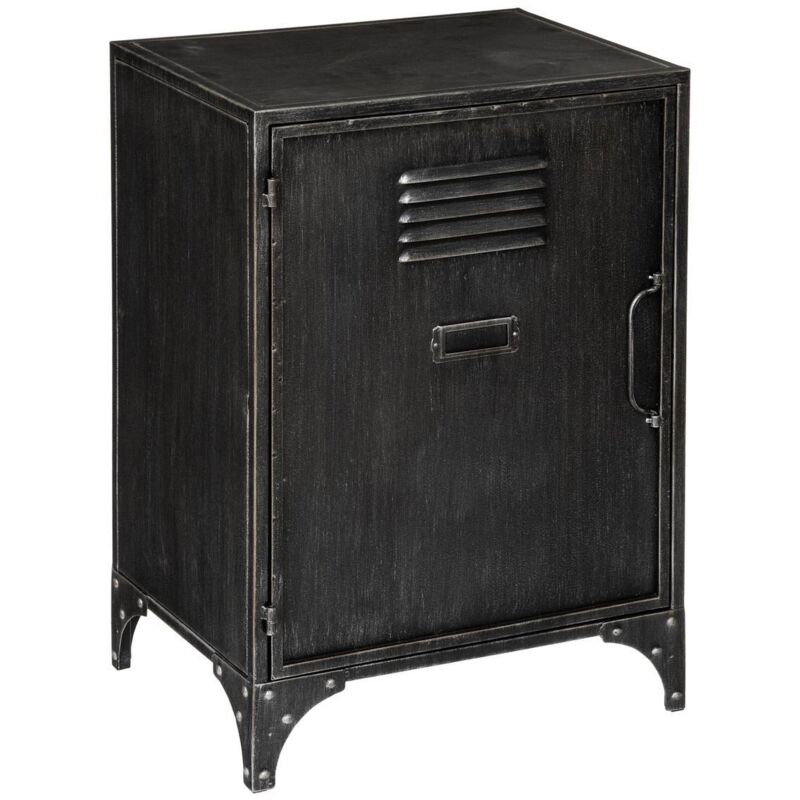 Atmosphera – Table de chevet 1 porte en fer gris anthracite – Dimensions L. 40 x P. 30 x H. 58,3 cm – Avec étagère intérieure H. 23 cm